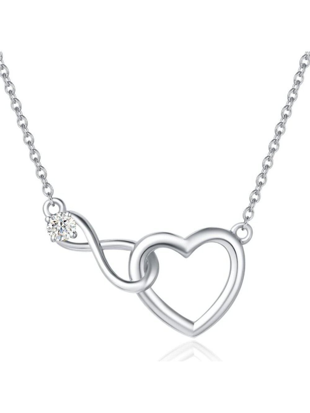 Dainty Infinity Love Heart Necklace & Bracelet Set, 925 Sterling Silver, Gold
